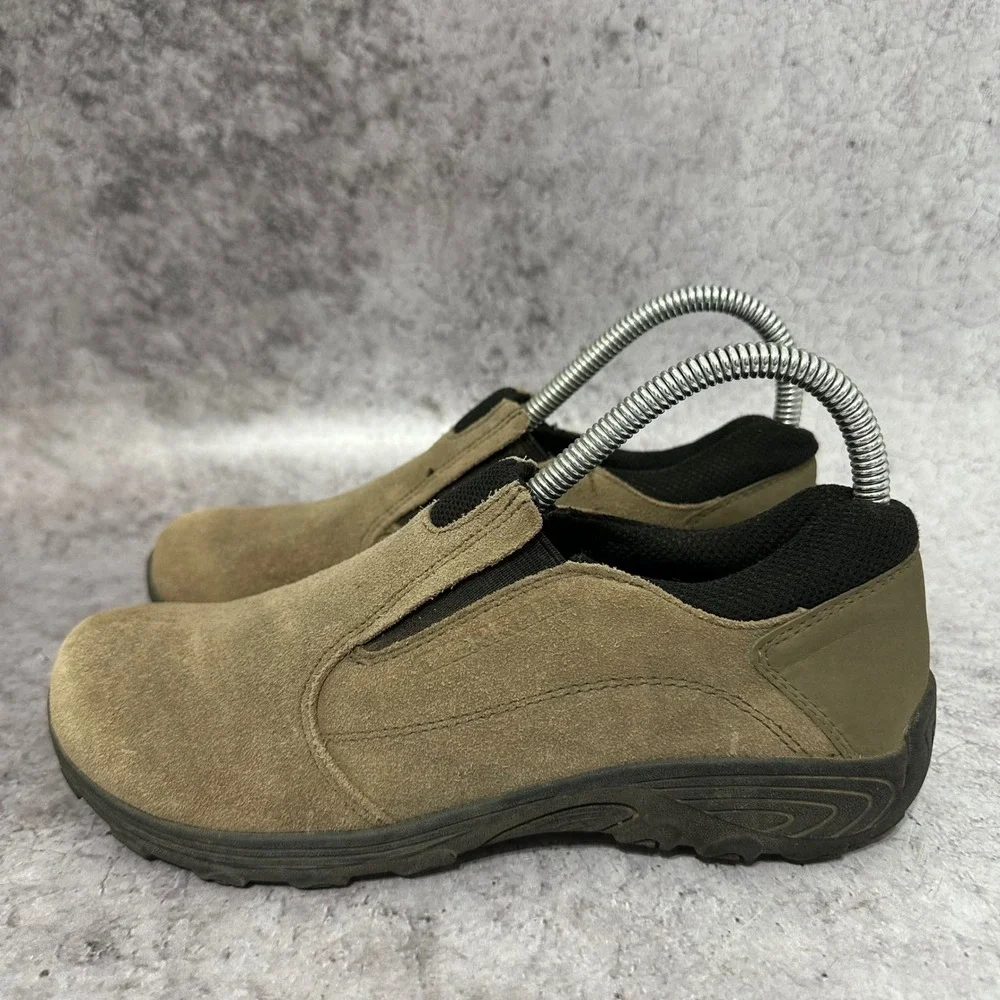 Merrell Novica Moc Kids 4.5W Brown Suede Leather Slip On Loafers Shoes
